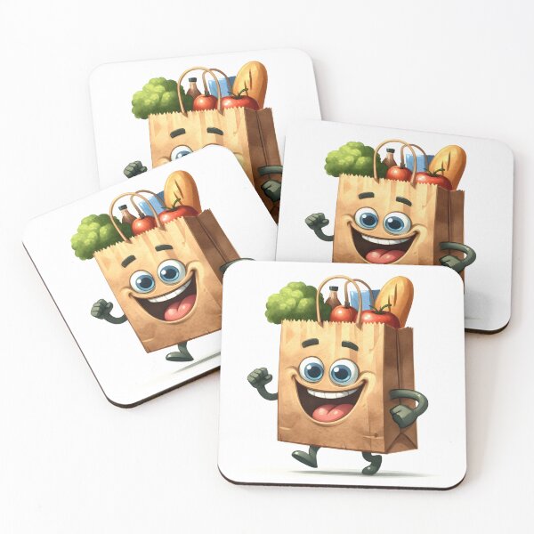 Item preview, Happy Grocery Bag Watercolor Character Design designed and sold by LunaPixelStudio.