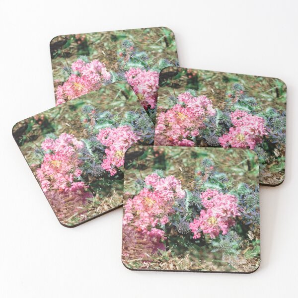 Item preview, Double Exposure: Zuni Pink Crepe Myrtle and Sea Holly designed and sold by Melissa Holland.