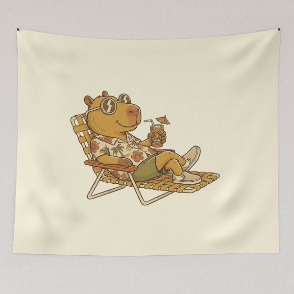 Item preview, Chill Capybara in Hawaiian Shirt – Retro Vintage Summer Vacation Vibes designed and sold by MarCinu Art.