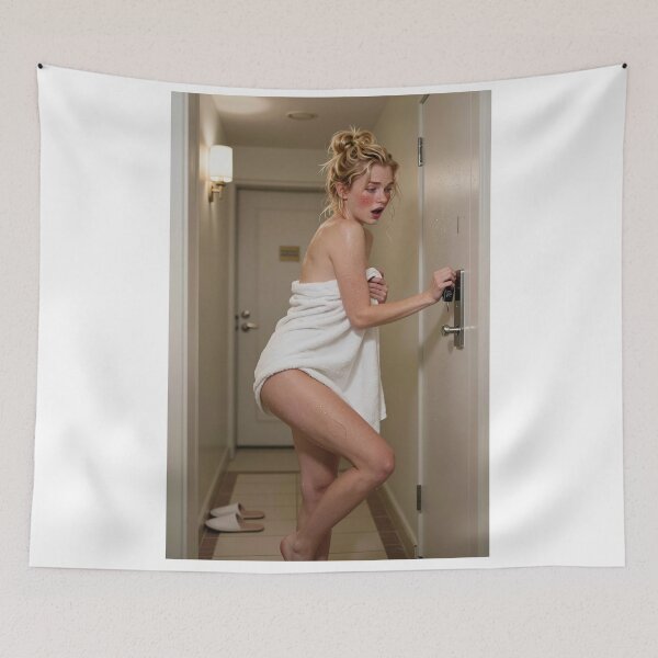 Item preview, Blonde woman towel hotel introvert shock designed and sold by CathryneDelamort.
