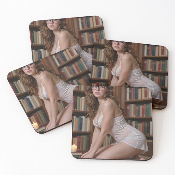 Item preview, Bookish introvert in white slip library scene designed and sold by CathryneDelamort.