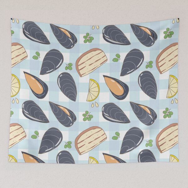 Item preview, Mussels and harbs with ciabatta bread (blue) designed and sold by HarunaMcDesigns.