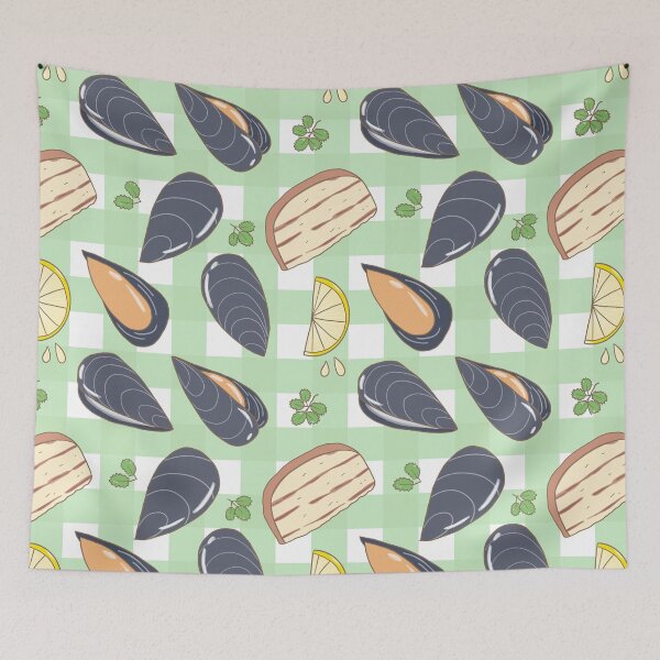 Item preview, Mussels and harbs with ciabatta bread (green) designed and sold by HarunaMcDesigns.
