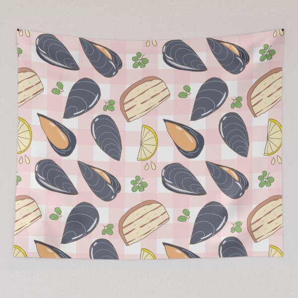 Item preview, Mussels and harbs with ciabatta bread (pink) designed and sold by HarunaMcDesigns.