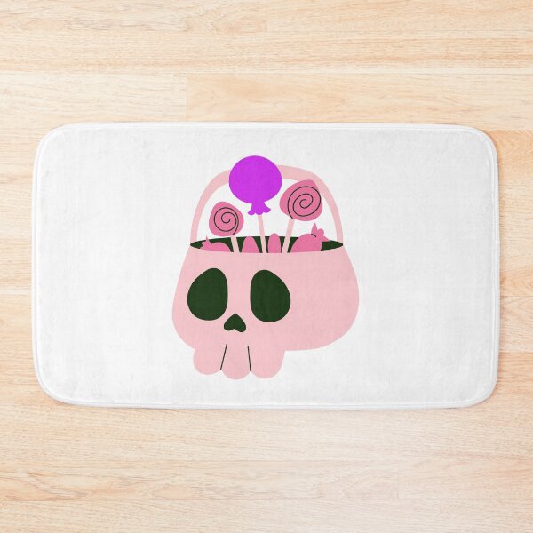 Item preview, Cute Pink Skull Candy Bucket – Kawaii Halloween Treat Illustration designed and sold by Horrify.