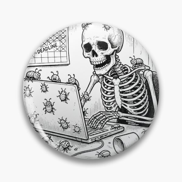 Item preview, Funny Skeleton Programmer with Bugs Retro Ink Sketch designed and sold by EverBranz-stor.