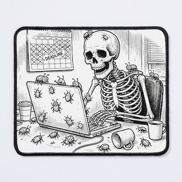 Item preview, Funny Skeleton Programmer with Bugs Retro Ink Sketch designed and sold by EverBranz-stor.
