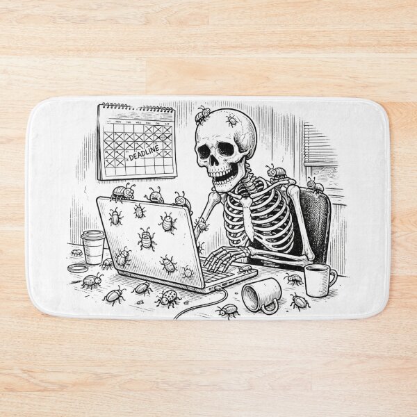 Item preview, Funny Skeleton Programmer with Bugs Retro Ink Sketch designed and sold by EverBranz-stor.