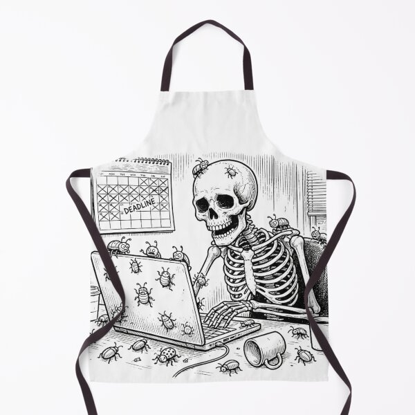 Item preview, Funny Skeleton Programmer with Bugs Retro Ink Sketch designed and sold by EverBranz-stor.
