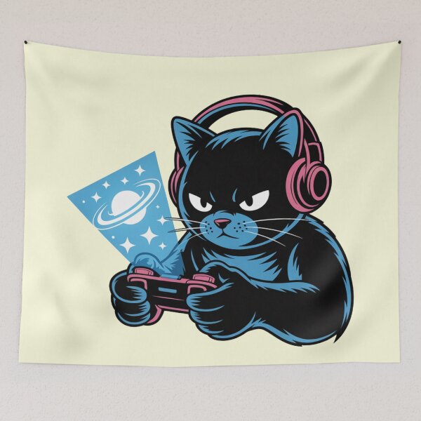 Item preview, Serious Gamer Cat with Holographic Projector designed and sold by Mr-wow.