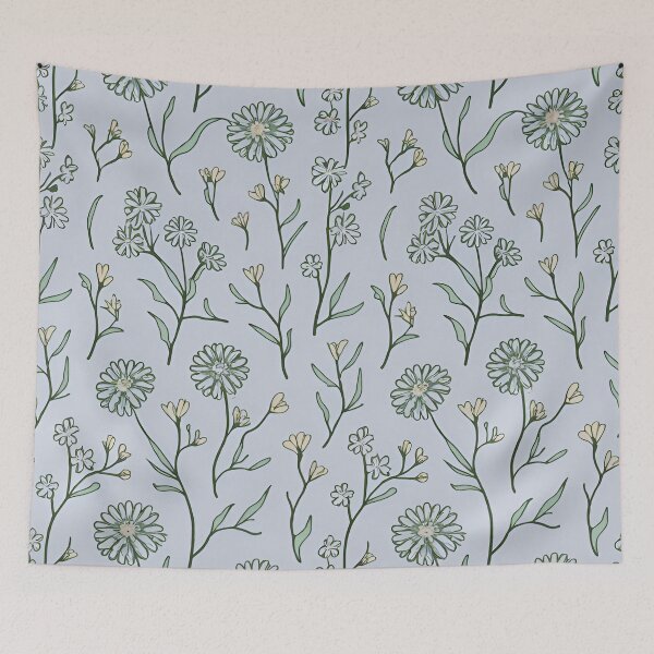 Item preview, Dainty Blue Wildflowers | Minimalist Pastel Botanical Line Art Pattern designed and sold by ZyxDes.
