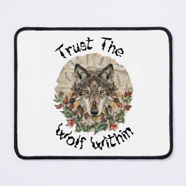 Item preview, Boho Tribal Wolf With Floral and Vintage Collage designed and sold by Furr-n-Purr.