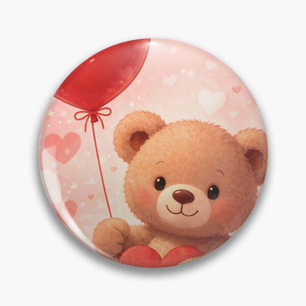Item preview, A teddy bear holding a red heart shaped balloon designed and sold by MagicMaker1984.