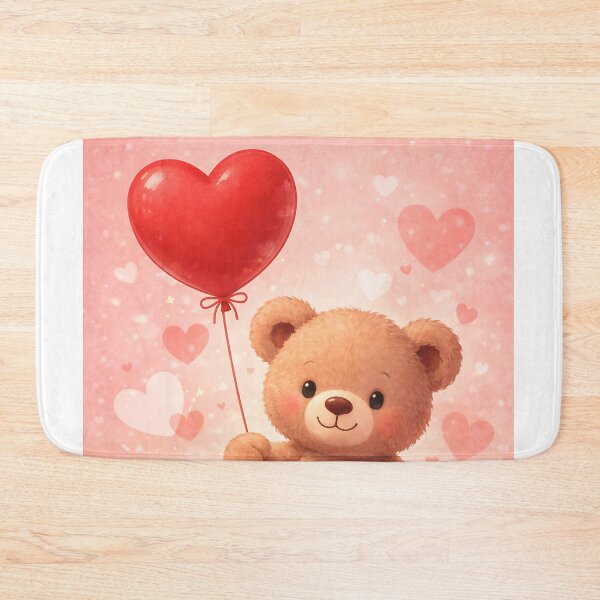 Item preview, A teddy bear holding a red heart shaped balloon designed and sold by MagicMaker1984.