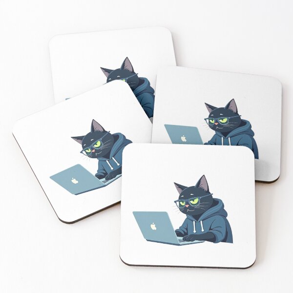 Item preview, Cute Black Cat Working on Laptop designed and sold by TSGDesign.