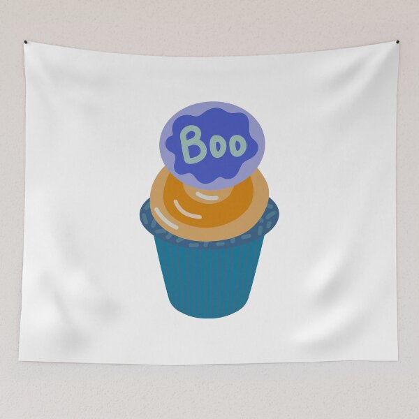 Item preview, Cute Boo Cupcake – Kawaii Halloween Dessert Illustration designed and sold by Horrify.