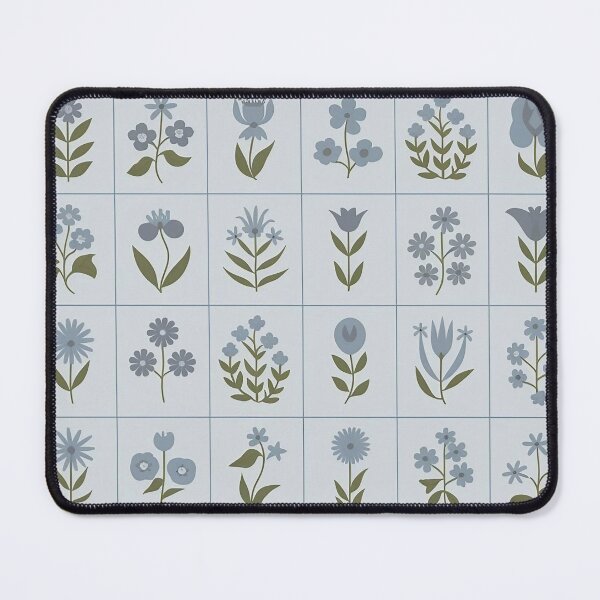 Item preview, Minimal Floral Tile Pattern | Tiny Flower Grid in Muted Blue for Scandinavian Home Decor designed and sold by ZyxDes.