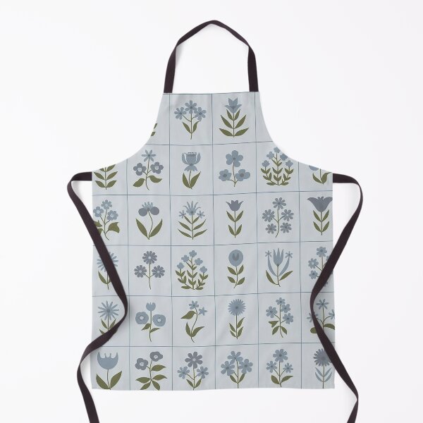 Item preview, Minimal Floral Tile Pattern | Tiny Flower Grid in Muted Blue for Scandinavian Home Decor designed and sold by ZyxDes.