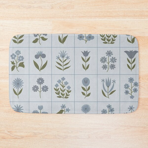 Item preview, Minimal Floral Tile Pattern | Tiny Flower Grid in Muted Blue for Scandinavian Home Decor designed and sold by ZyxDes.