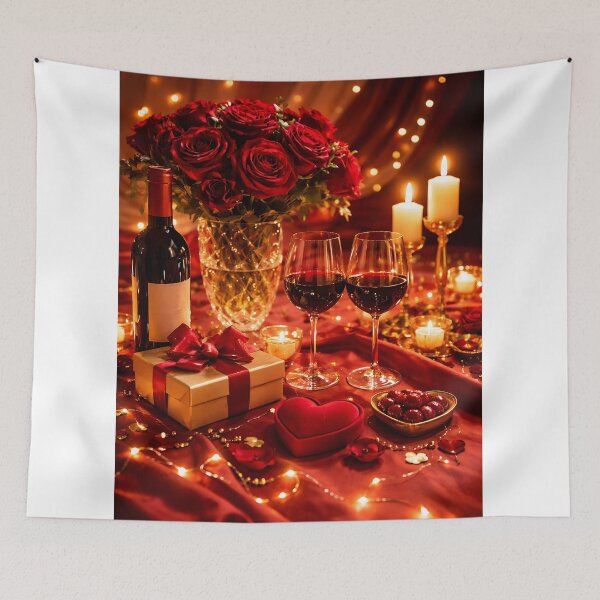 Item preview, A fairy-tale castle glowing with Valentine lights, magical night scene. designed and sold by MagicMaker1984.