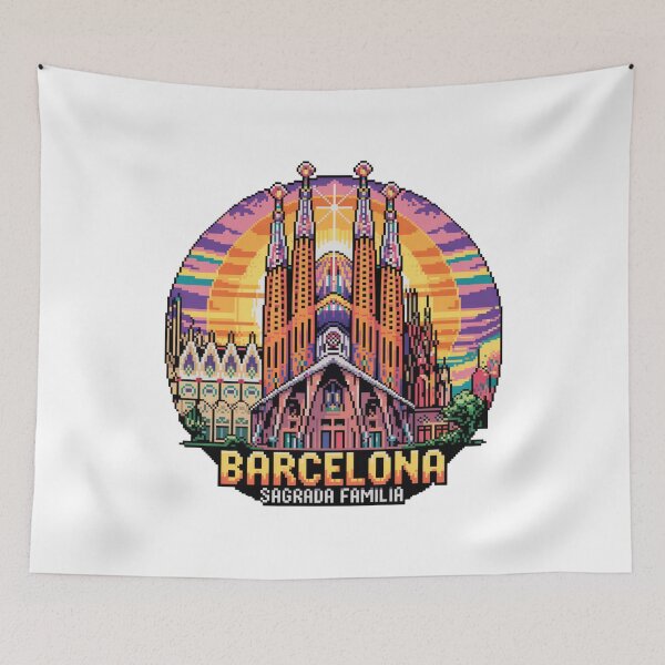 Item preview, Sagrada Familia Barcelona Pixel Art - Gaudí Cathedral Architecture Retro Design designed and sold by CircinusStore.