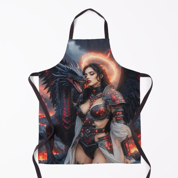 Item preview, Lava Harbinger – Fallen Angel Fire Elemental Queen with Black Lava Dragon | Dark Fantasy AI Art designed and sold by SunsetAngelsAI.