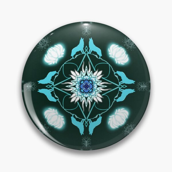 Item preview, Celestial Wolf Bloom – Teal & Ice-Blue Mandala with Lunar Wolves designed and sold by Fun In The Sun .
