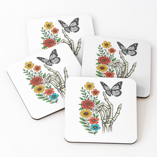 Item preview, Floral Skeleton Hand with Butterfly – Gothic Nature Ar designed and sold by truongloc246.
