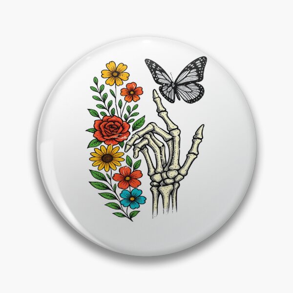 Item preview, Floral Skeleton Hand with Butterfly – Gothic Nature Ar designed and sold by truongloc246.