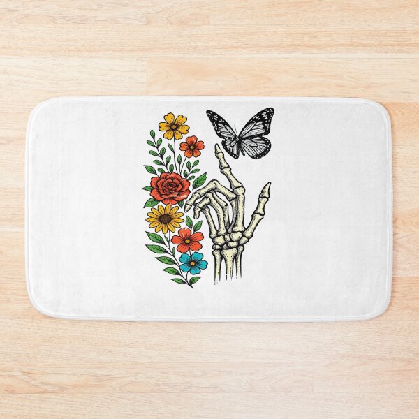 Item preview, Floral Skeleton Hand with Butterfly – Gothic Nature Ar designed and sold by truongloc246.