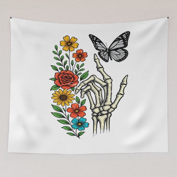 Item preview, Floral Skeleton Hand with Butterfly – Gothic Nature Ar designed and sold by truongloc246.