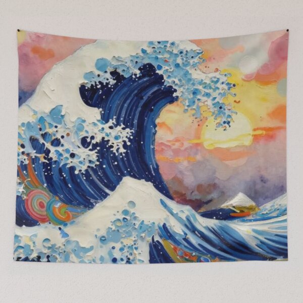 Item preview, Great Wave Inspired Abstract Ocean Art | Modern Interpretation of a Classic Japanese Wave designed and sold by Linda Roisum.