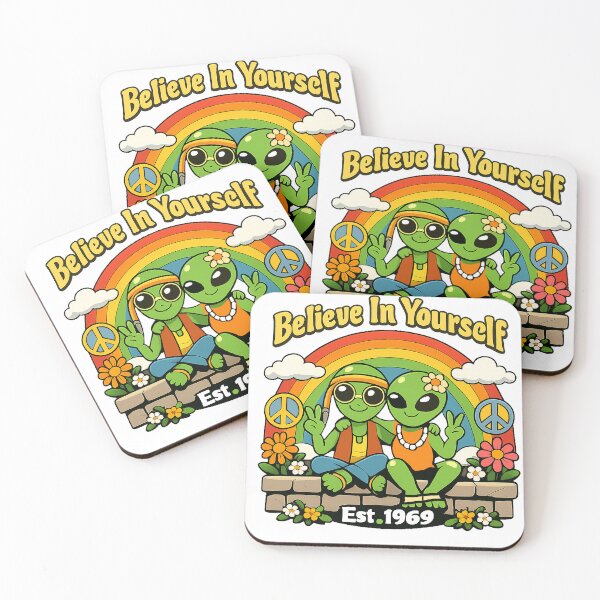 Item preview, Believe In Yourself Alien Hippie Art – Cute Psychedelic Rainbow Peace Est 1969 Design designed and sold by SeriouslyArtistical.