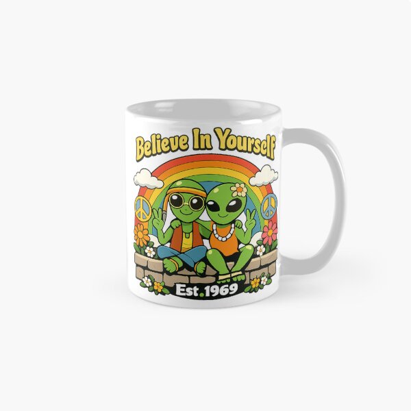 Item preview, Believe In Yourself Alien Hippie Art – Cute Psychedelic Rainbow Peace Est 1969 Design designed and sold by SeriouslyArtistical.