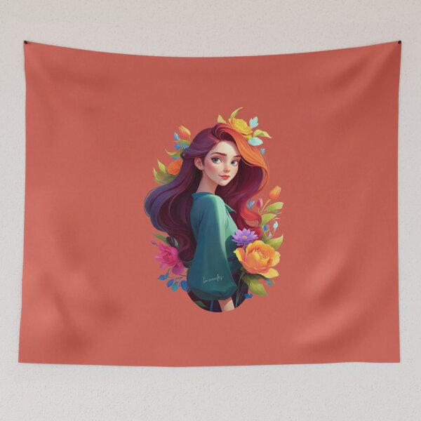 Item preview, Floral Girl- heart in blossom illustration  designed and sold by FilMate.