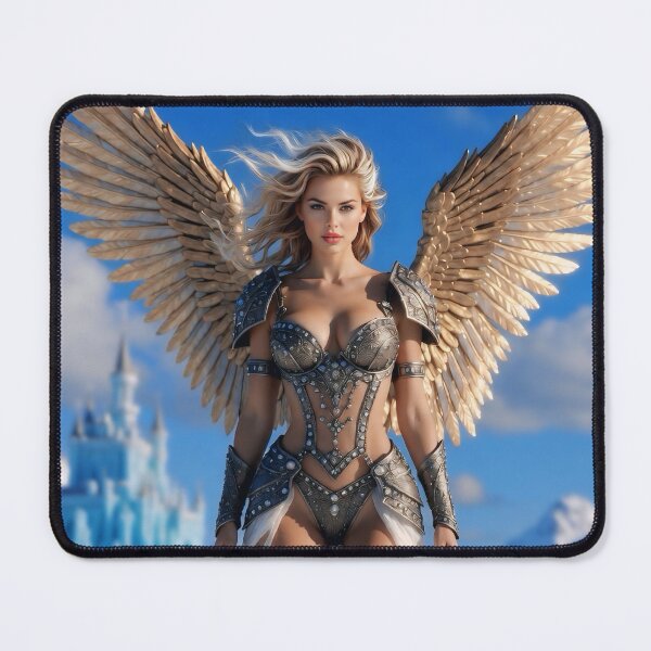 Item preview, Golden Winged Ice Empress – Angelic Warrior Queen in Crystal Armor | Fantasy Goddess AI Art designed and sold by SunsetAngelsAI.