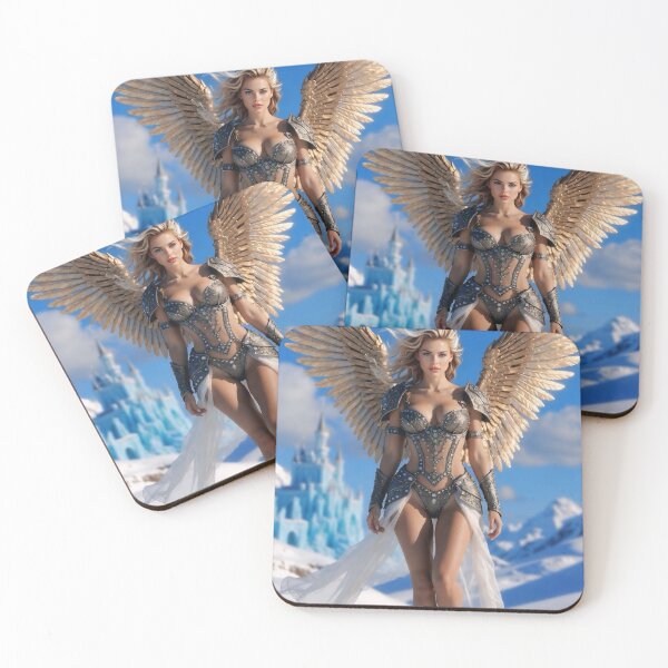 Item preview, Golden Winged Ice Empress – Angelic Warrior Queen in Crystal Armor | Fantasy Goddess AI Art designed and sold by SunsetAngelsAI.