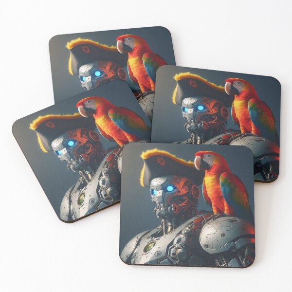 Item preview, Cyber Pirate & Parrot – Futuristic Treasure Hunter designed and sold by Dogandesighn.