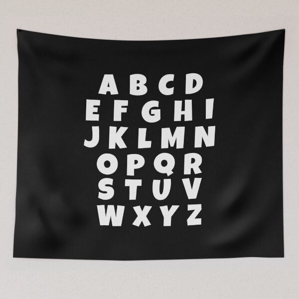 Item preview, English alphabets letters white text designed and sold by Think4Prints.