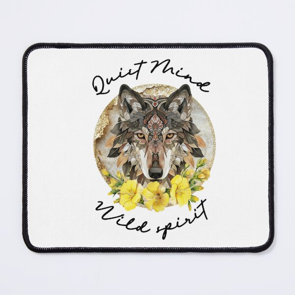 Item preview, Ornate Tribal Wolf With Yellow Floral Mandala designed and sold by Furr-n-Purr.
