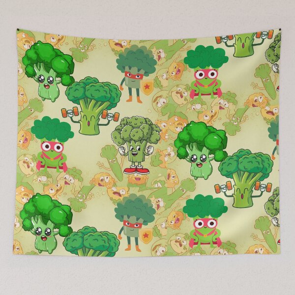 Item preview, Super Broccoli Heroes – Cute Healthy Vegetable Characters Illustration designed and sold by GoldenSparkleShop.