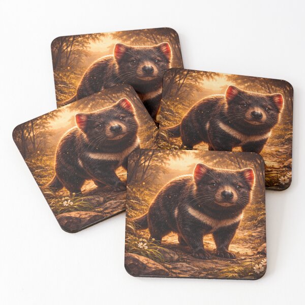 Item preview, Tasmanian Devil at Golden Dusk – Whimsical Australian Wildlife Art designed and sold by GeoWild Designs.