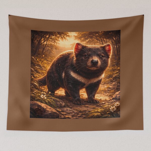 Item preview, Tasmanian Devil at Golden Dusk – Whimsical Australian Wildlife Art designed and sold by GeoWild Designs.