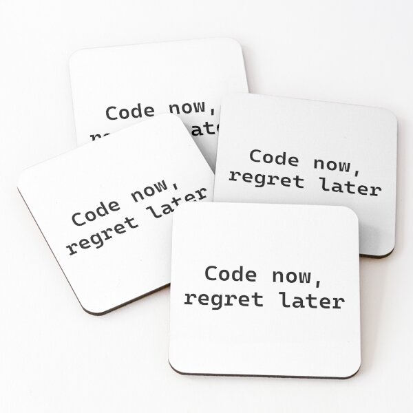 Artikelvorschau, Jetzt programmieren, später bereuen – Lustiges Programmierer-Typografie-Design entworfen und verkauft von OffSignal.