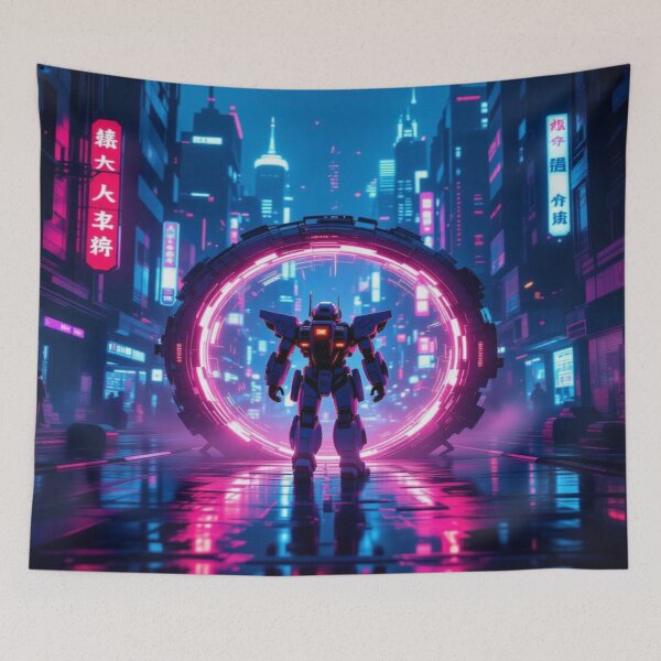 Item preview, Cyberpunk Portal Vibes – Time Travel Meets Neon City designed and sold by FotoworldEdel.