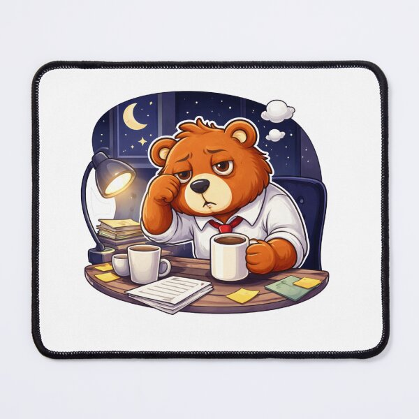 Item preview, Tired Coffee Lover Bear Illustration designed and sold by RelateAndTee.
