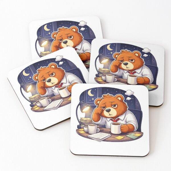 Item preview, Tired Coffee Lover Bear Illustration designed and sold by RelateAndTee.