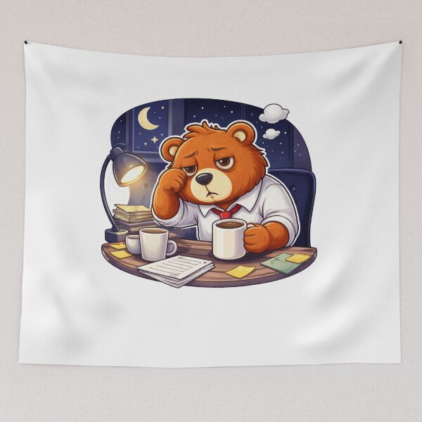 Item preview, Tired Coffee Lover Bear Illustration designed and sold by RelateAndTee.