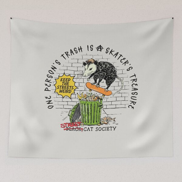 Item preview, Black Cat Society: One Person's Trash Is A Skater's Treasure Opossum designed and sold by sXe-art.