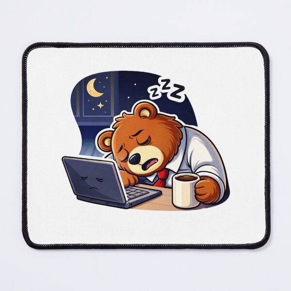 Item preview, Focused Office Bear Illustration designed and sold by RelateAndTee.